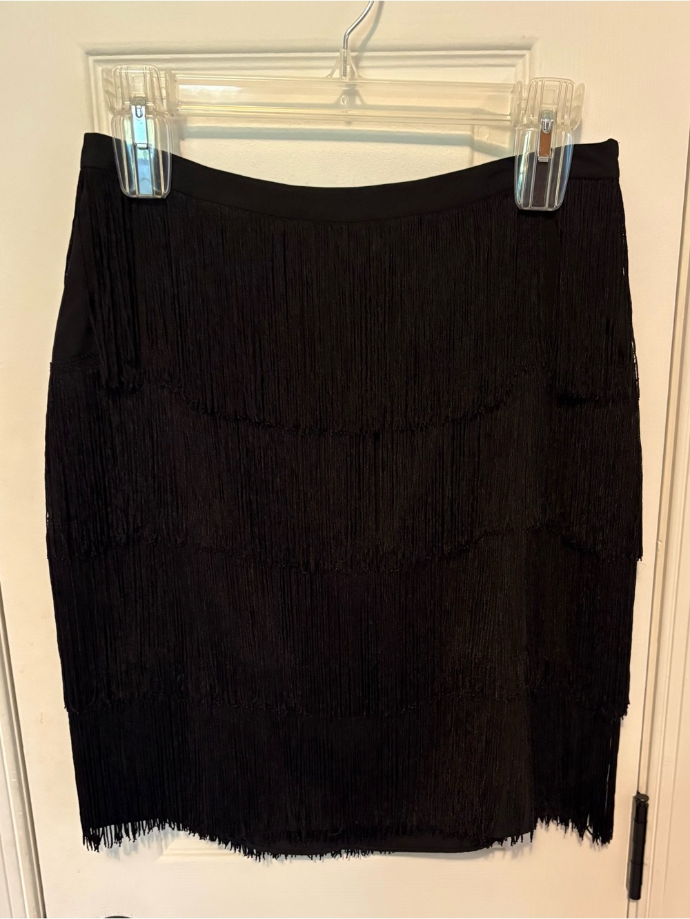Ralph Lauren Black Fringe Mini Skirt with Tiered Detail